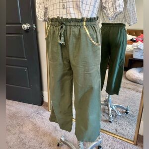 Pink Chicken Theodore Pants Clover Green Girls Size 8 Wide Leg Pants